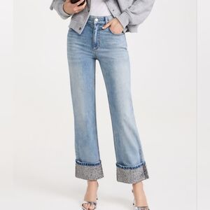 alice + olivia Weezy Jeans with Embellished Cuffs